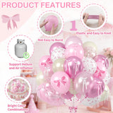 Pink Bow Balloons, 60PCS Double Stuffed Pearl White Light Pink