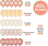 Funhot Retro Blush Pink Balloons Set, 60PCS Dusty Pink Birthday