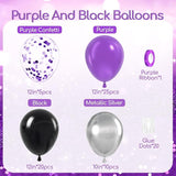 60pcs Purple and Black Balloons 12inch, Purple and Silver Balloon