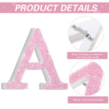 Qunclay Pink Crystal Diamond Letter Wall Decor, Glitter Wooden Bling