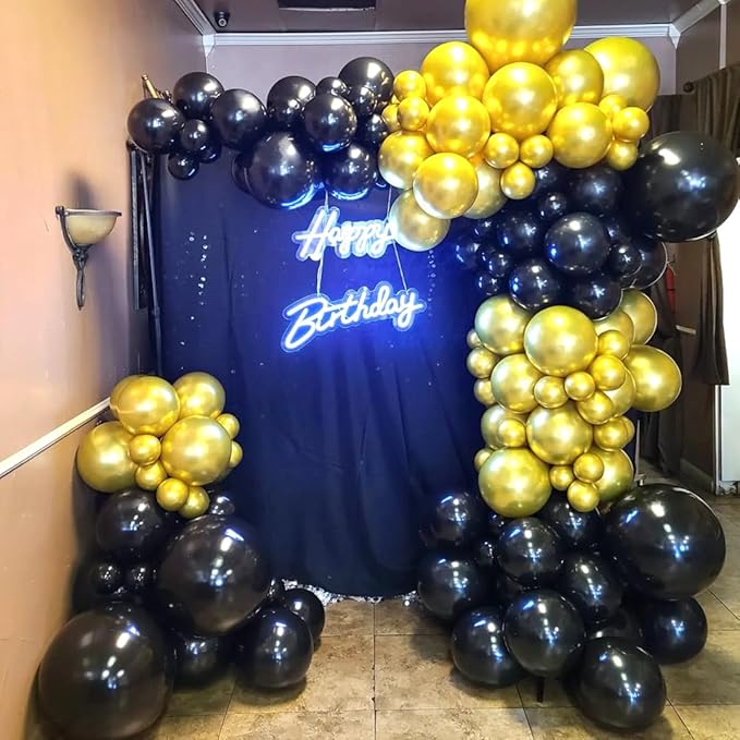 Black and Gold Balloons, 50PCS 12 Inch Black and Gold Confetti
