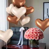 Paready 24 Inch Beige Brown Heart Balloons, Coffee Apricot Heart
