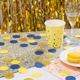 Gold Blue and Yellow Confetti Table Decoration for Graduation