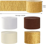White-Brown Ivory-Gold Boho Party-Decorations Streamers - 8 Rolls