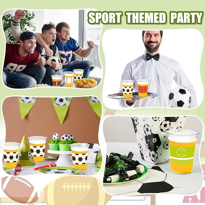 50Pcs Sports Party Decoration Cups 12Oz Sports Plastic Disposable