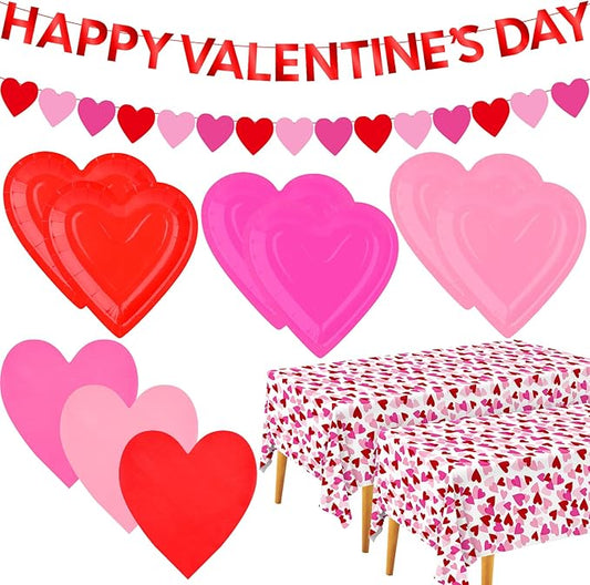 Valentine's Day Party Supplies Set for 48 Guests Romantic Heart