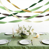AOYOO 5 Rolls Crepe Paper Streamers - Sage Olive Green, Gold & Ivory
