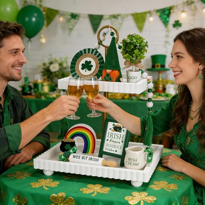 St Patrick's Day Decoration 8 PCS Tiered Tray Decor Set Cute