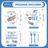 96Pcs Time Flies 1st Birthday Party Decorations Airplane 1st