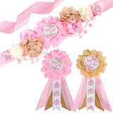 Boho Baby Shower Maternity Sash Kit - Pink Neutral Baby Shower Belly