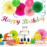 Hawaiian Luau Birthday Party Decorations Supplies 21pcs Happy Banner
