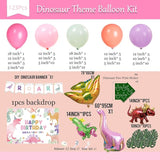 Three Rex 3rd Birthday Decorations with Pastel Pink Green Dinosaur