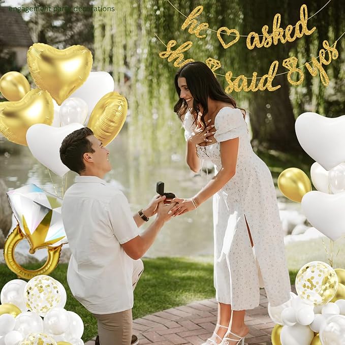 248 Pc Premium Engagement Party Decorations Gold and White Bridal