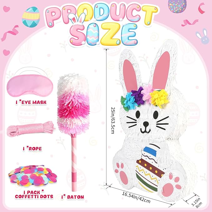 25 Large Easter Decorations Bunny Pinata for Kids Birthday Party