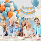 60pcs 12inch Blue and Orange Balloons, Dusty Blue Orange Sand White