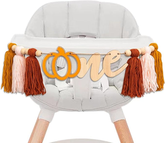 Pumpkin Tassel High Chair Banner 1st Birthday Decorations Fall