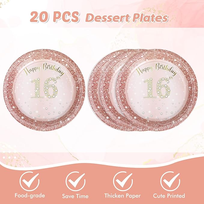 16th Birthday Party Decorations for Girls Rose Gold Birthday
