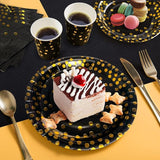 HOMIX Black and Gold Party Supplies 175 Pieces Disposable Black Paper