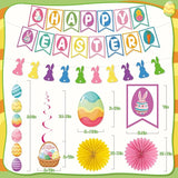 55 Pcs Easter Decorations Happy Easter Banner Hanging Decorations