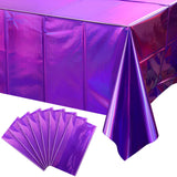 FunnyPars 8 Pack Iridescent Purple Plastic Tablecloths, Shiny