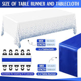 Breling 8 Pack Royal Blue Disposable Plastic Tablecloths and Satin