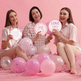 Gejoy 24 Pcs Pink Bow Foldable Fan Style Summer Flower Handheld Round