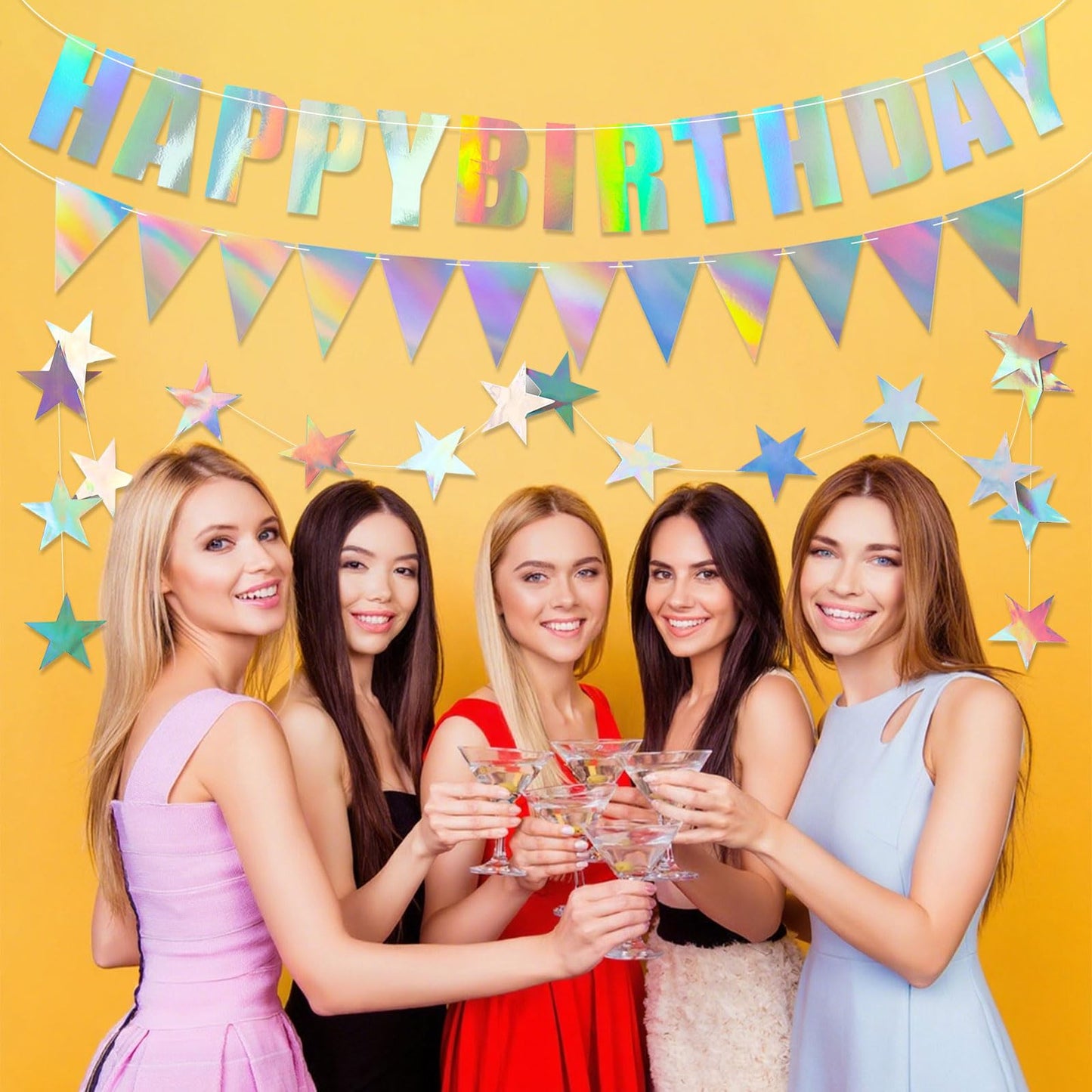 Iridescent Happy Birthday Banner Iridescent Birthday Decoration Shiny