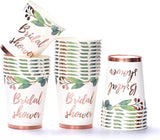 168Pcs Green and Rose Gold Party Decoration Bridal Shower Plates and