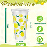 SiliFine 12 Pcs Plastic Lemon Cups, 24oz Reusable Tumbler with Lid and