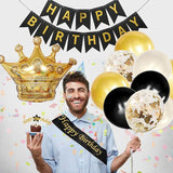 Black and Gold Birthday Decorations for Men Women