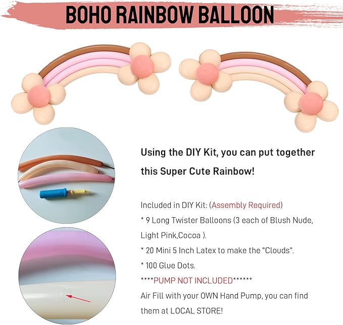 Boho Balloon Garland Blush Nude Dusty Pink Brown White Sand Long