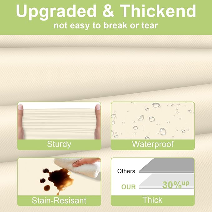 QIKSION Ivory Plastic Table Cloth Disposable 12 Pack, 54 x 108 Inch