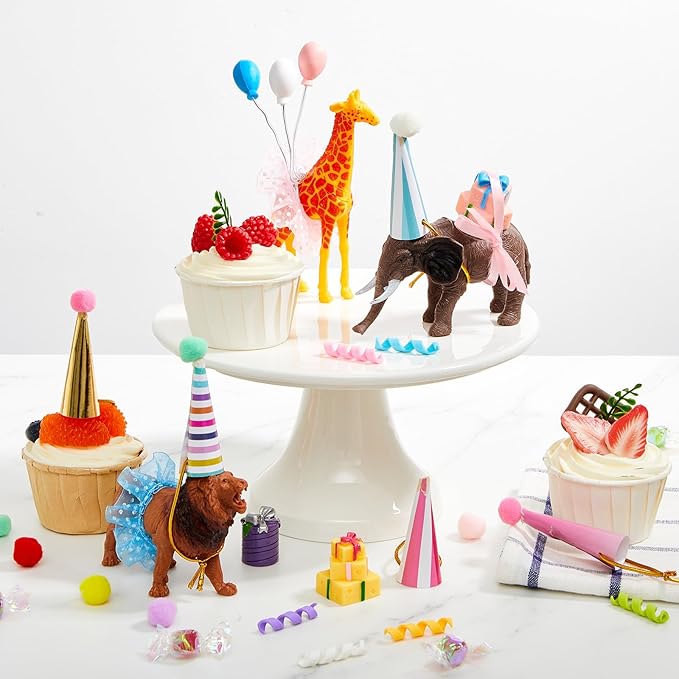 39 Pcs Safari Animal Cake Toppers Party Cake Animal Decorations
