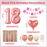 18th Birthday Decorations for Girls Rose Gold and Black Party