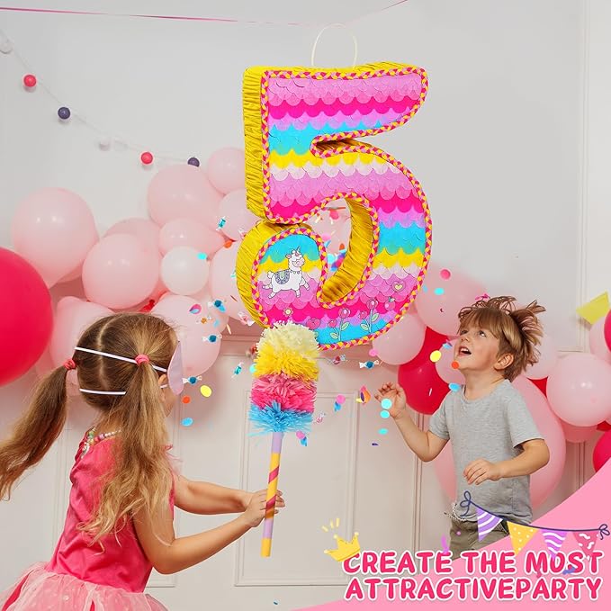 Number 5 Pinata for Birthday Party Decorations Unicorn Mermaid Theme