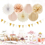 Beige Champagne Gold White Peach Boho Party Decorations 20pcs