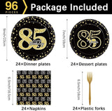 96 Pcs 85th Birthday Party Supplies Tableware Plates Cheers to 85