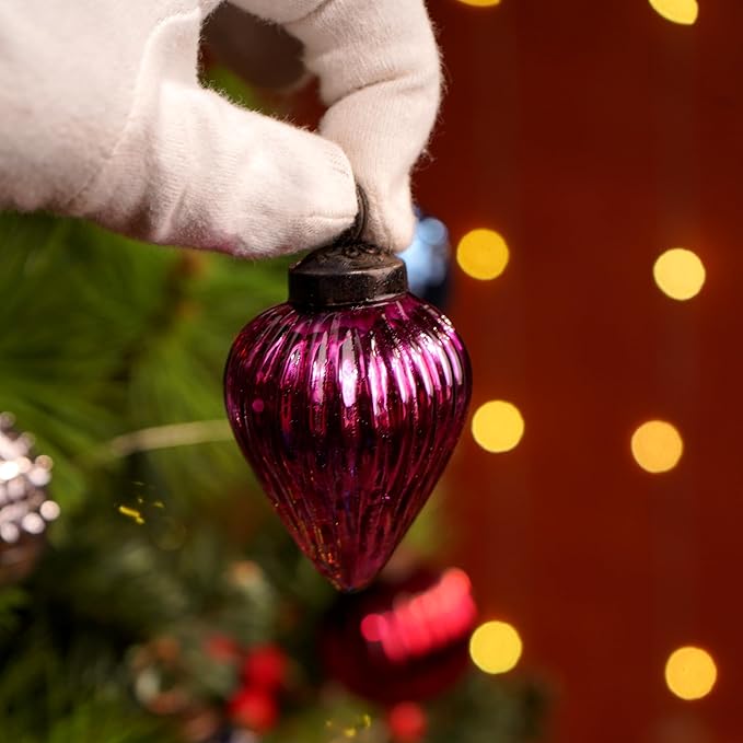 IndianShelf 24 Large Vintage Christmas Ornaments Multi Glass