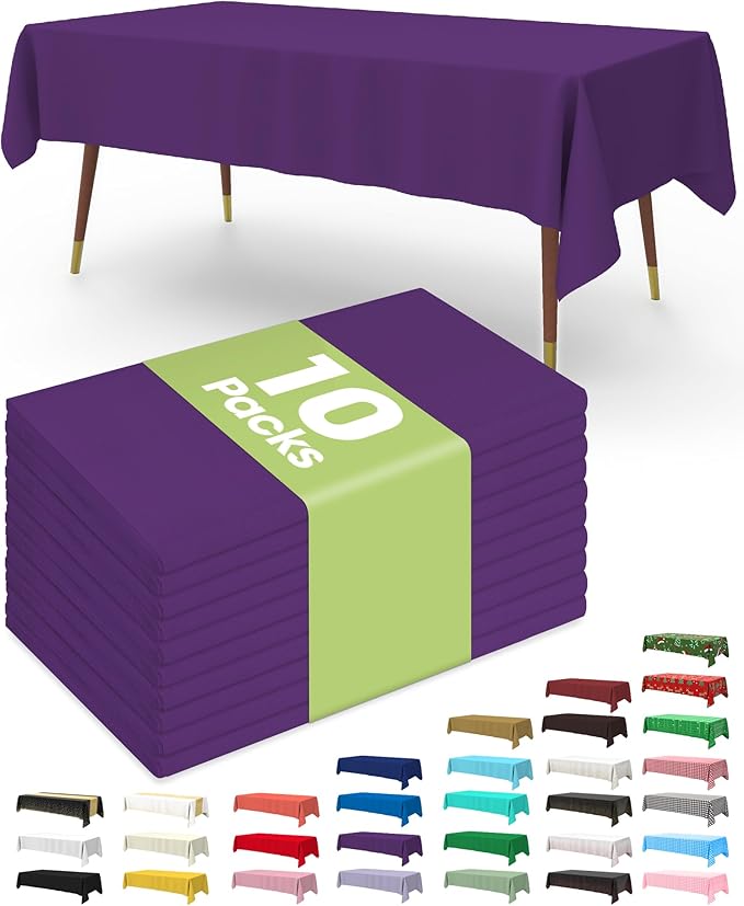 Pureegg Plastic Table Cloth Disposable 10 Pack, 54 x 108 Inch Table #3