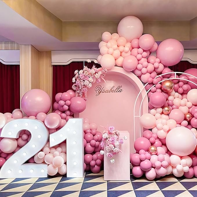 PartyWoo Mauve Balloons 100pcs Different Sizes of 18 12 10 5 Inch