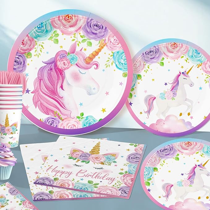 cocomigo 246PCS Unicorn Birthday Decorations Set All in One Party