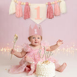 First Birthday Party Decorations Pink High Chair Banner 1st Crown