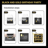 Black and Gold Birthday Party Decorations for Men Women Includes