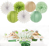 Olive Sage Green Boho Party Decorations Streamers Lanterns 14pcs