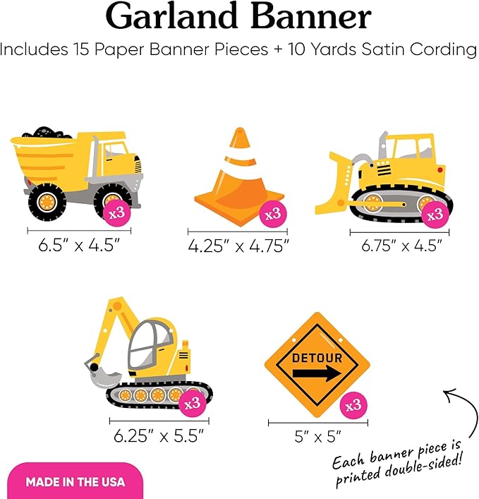 Big Dot of Happiness Construction Party Garland Banner Construction