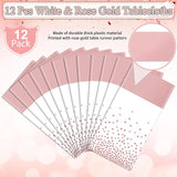 12Pcs White Rose Gold Tablecloth Party Decorations,Plastic White