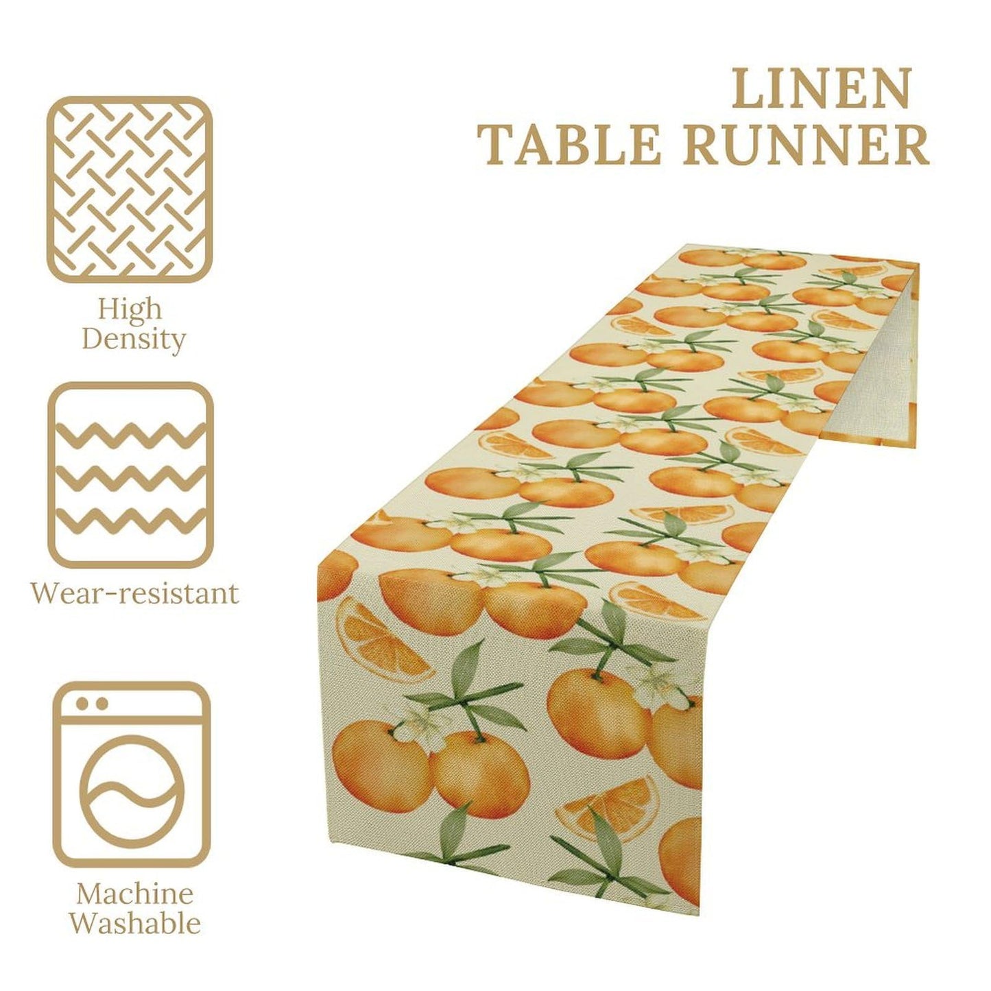 Orange Citrus Table Runner, Cute Spring Summer Fruit Themed Table