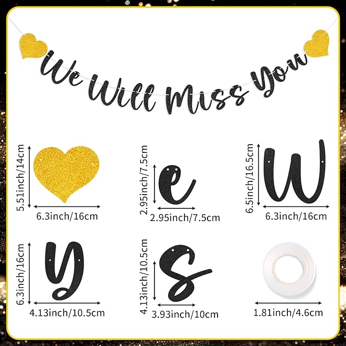 We Will Miss You Banner Decorations Goodbye Party Banner Retirement