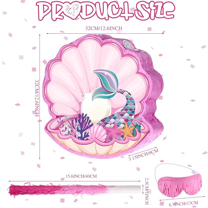 Seashell Mermaid Piñatas for Birthday Party Girl Sea Theme Piñata