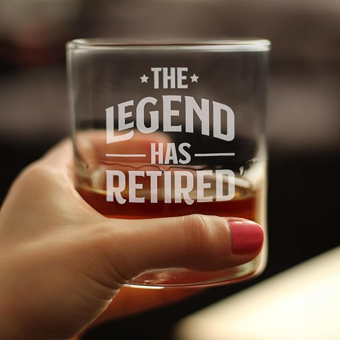 Bevvee The Legend Has Retired - Whiskey Rocks Glass - Funny